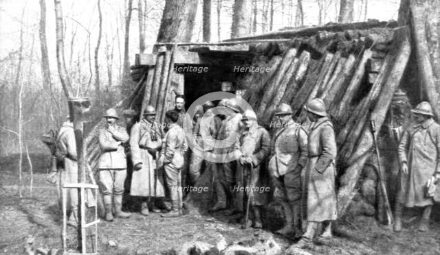 'Dans la Bataille; Le poste du commandant du bataillon qui contre-attaqua, le 30 mars..., 1918. Creator: Unknown.