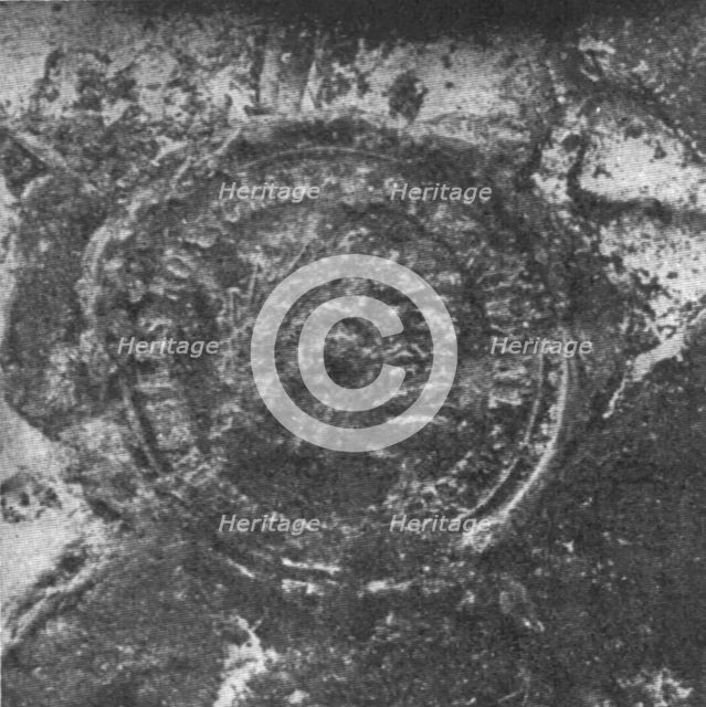 'Dans le jardin d'une legation allemande. Explosifs et cultures de microbes; un des cachets..., 1916 Creator: Unknown.