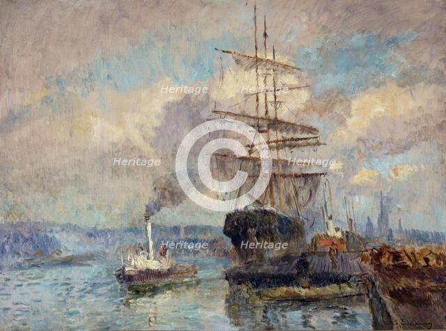 Dans le port de Rouen, between 1892 and 1894. Creator: Albert Lebourg.