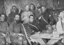 Dans les forts reconquis de Douaumont et de Vaux; L'etat-major francais du fort de..., 1916. Creator: Unknown