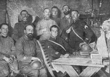 Dans les forts reconquis de Douaumont et de Vaux; L'etat-major francais du fort de..., 1916. Creator: Unknown