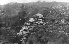 Dans les Hauts-de-Meuse; une heure apres l'assaut: une tranchee allemande enlevee 1915. Creator: Unknown