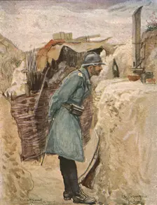 Dans les tranchees; Le periscope (tranchee de la Carriere) c1915. Creator: Charles Hoffbauer