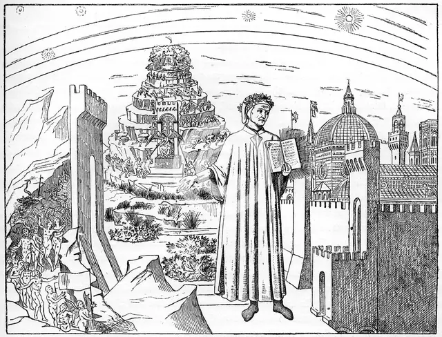 Dante (1265-1321), Florence and the Seven Circles of Hell, 1882. Artist: Unknown