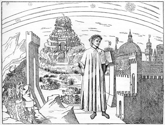 Dante (1265-1321), Florence and the Seven Circles of Hell, 1882. Artist: Unknown
