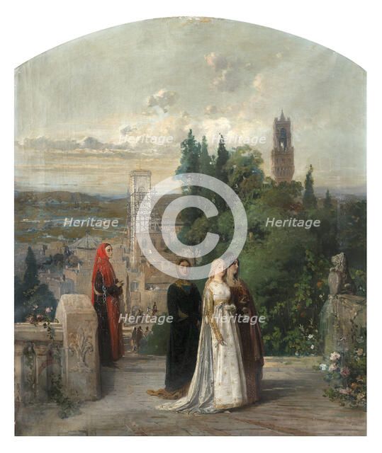 Dante and Beatrice. Creator: Induno, Gerolamo (1825-1890).