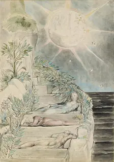 Dante and Statius sleeping, Virgil watching (illustration to the Divine Comedy Purgatorio XXVII), Artist: William Blake