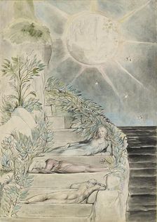 Dante and Statius sleeping, Virgil watching (illustration to the Divine Comedy Purgatorio XXVII), Artist: William Blake
