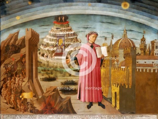 'Dante and the Divine Comedy' (The Comedy Illuminating Florence), 1464-1465.  Artist: Domenico di Michelino