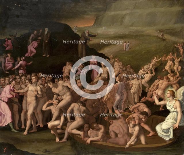 Dante and Vergilius on the Way to the Purgatory.
