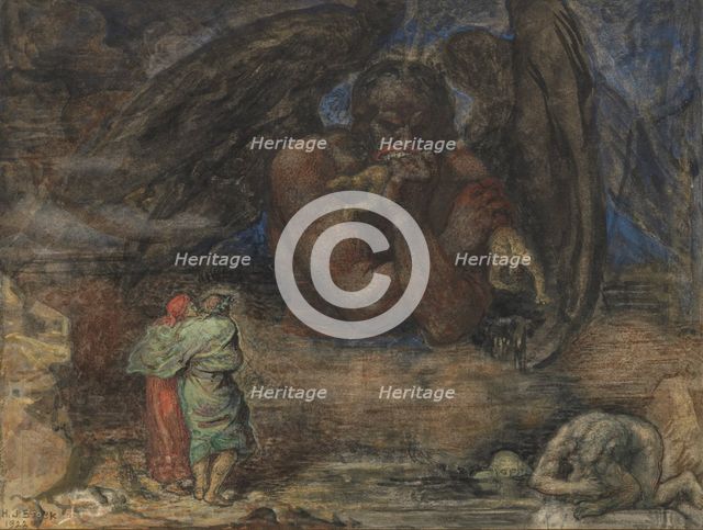 Dante and Virgil encounter Lucifer in Hell, 1923. Creator: Stock, Henry John (1853-1930).
