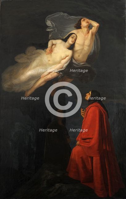 Dante and Virgil encounter Paolo and Francesca, 1846. Creator: Frascheri, Giuseppe (1809-1886).
