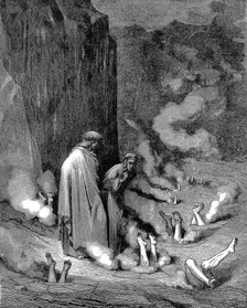 Dante and Virgil in the inferno, 1863. Artist: Gustave Doré