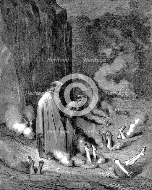 Dante and Virgil in the inferno, 1863. Artist: Gustave Doré