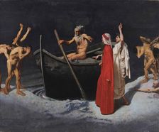 Dante and Virgil in front of Charon's Boat, 1874. Creator: Vetri, Paolo (1855-1937)