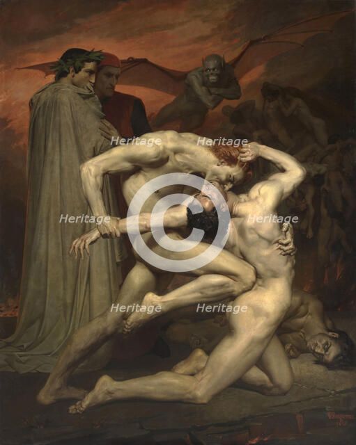 Dante and Virgil in Hell. Artist: Bouguereau, William-Adolphe (1825-1905)