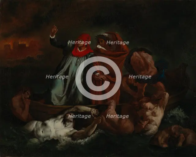 Dante and Virgil in Manala, copy after Eugene Delacroix, 1867. Creator: Adolf von Becker.