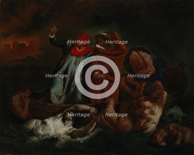 Dante and Virgil in Manala, copy after Eugene Delacroix, 1867. Creator: Adolf von Becker.