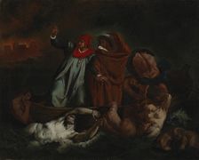 Dante and Virgil in Manala, copy after Eugene Delacroix, 1867. Creator: Adolf von Becker