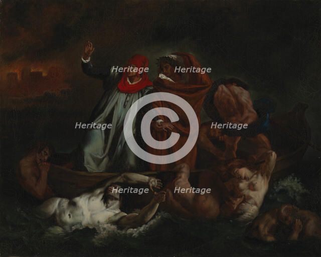 Dante and Virgil in Manala, copy after Eugene Delacroix, 1867. Creator: Adolf von Becker.