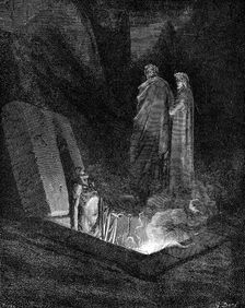 Dante and Virgil looking into the inferno, 1863. Artist: Gustave Doré