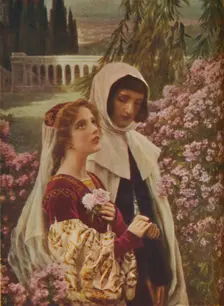 Dante Aligheri - Dante and Beatrice in the Garden c1925. Artist: Cesar Saccagi