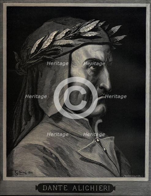 Dante Alighieri (1265-1321), 1860. Artist: Doré, Gustave (1832-1883)