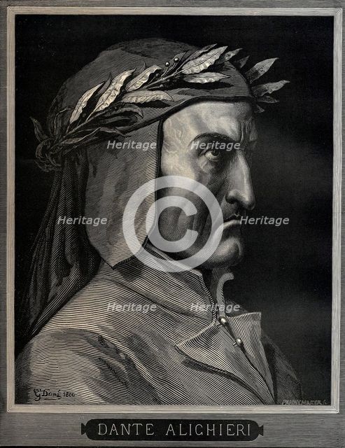 Dante Alighieri (1265-1321), 1860.  Creator: Doré, Gustave (1832-1883).