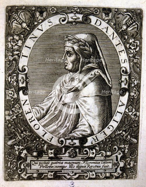 Dante Alighieri (1265-1321), Italian poet, engraving.