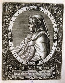Dante Alighieri (1265-1321), Italian poet, engraving