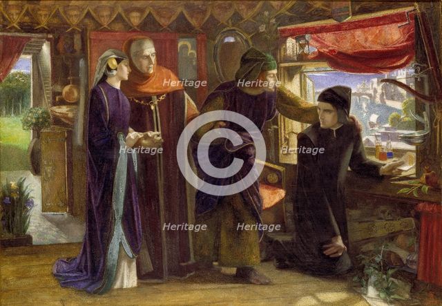 Dante drawing an Angel on the Anniversary of Beatrice's Death, 1853. Artist: Dante Gabriel Rossetti.