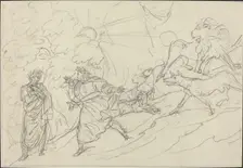 Dante Flees the Wild Beasts and Meets Virgil, 1824. Creator: Bartolomeo Pinelli