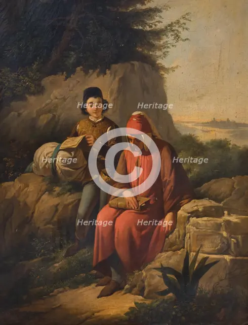 Dante in exile, ca 1856. Creator: Gatti, Annibale (1828-1909).