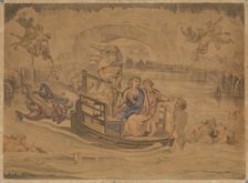 Dante, in the fifth circle of Hell, travels with Virgil over the swamp where the wrathful..., 1827. Creator: Johann Anton Ramboux