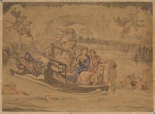 Dante, in the fifth circle of Hell, travels with Virgil over the swamp where the wrathful..., 1827. Creator: Johann Anton Ramboux