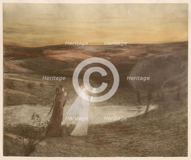 Dante meet Beatrice , 1898. Creator: Martin, Henri (1860-1943).