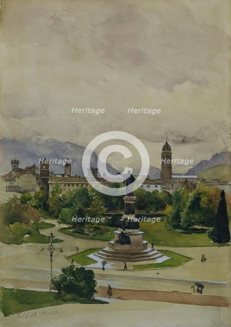 Dante Square in Trento, 1903. Creator: Karl Friedrich Gsur.