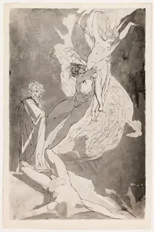 Dante Swoons before the Soaring Souls of Paolo and Francesca, Virgil at his Side, c.1818. Creator: Henry Fuseli