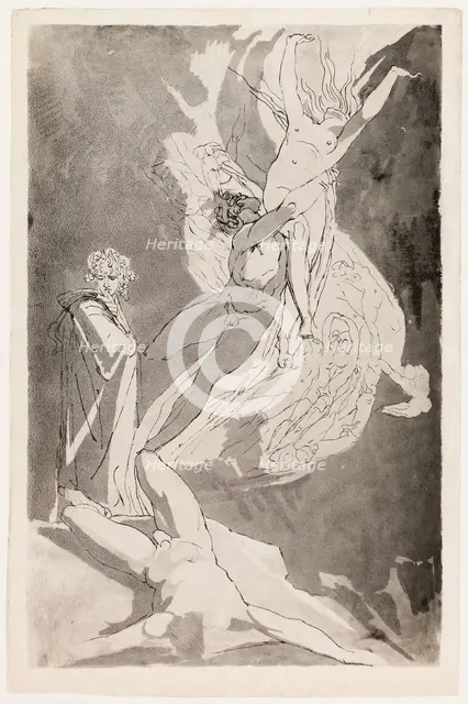 Dante Swoons before the Soaring Souls of Paolo and Francesca, Virgil at his Side, c.1818. Creator: Henry Fuseli.