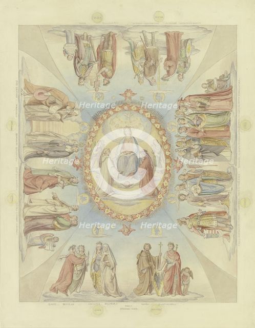 Dante's Paradise for the ceiling painting in the first hall of the Villa Massimo in Rome. Creator: Philipp Veit.