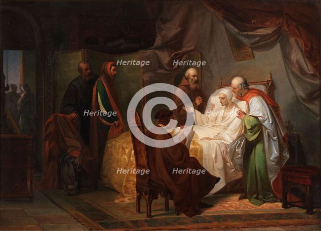 Dante's Death (La morte di Dante), 1852-1853. Creator: Moretti Larese, Eugenio (1822-1874).