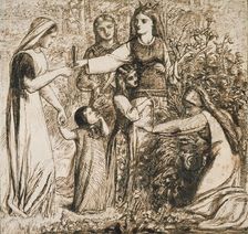 Dante's Vision of Matilda gathering Flowers, c1855. Artist: Dante Gabriel Rossetti