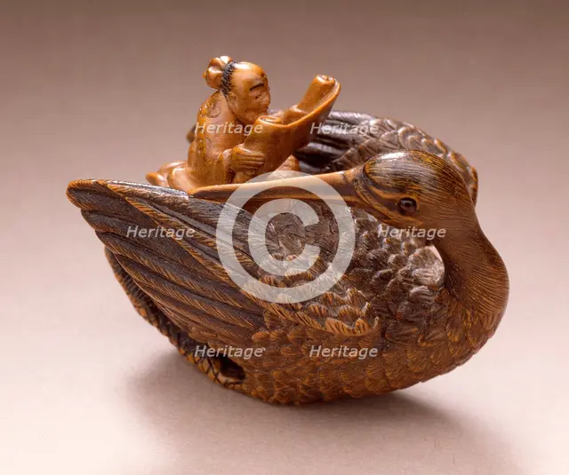 Daoist Immortal with Crane, 19th century. Creator: Unknown.