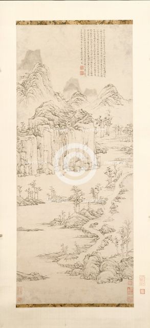 Daoist Retreat in Mountain and Stream (Landscape after Ni Zan [1301-1374]), 1567. Creator: Lu Zhi (Chinese, 1496-1576).