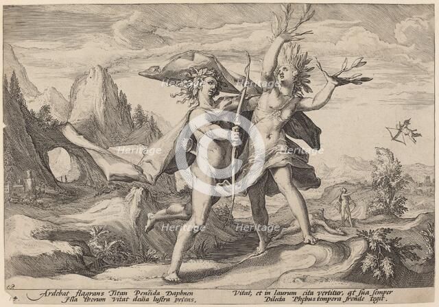 Daphne Changed into a Laurel Tree, 1589. Creator: Goltzius, Workshop of Hendrick, after Hendrick Gol.