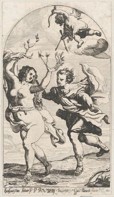 Daphne fleeing from Apollo, with Cupid overhead, 1631. Creator: Willem Panneels