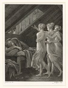Daphnis dreams about three nymphs , 1800. Creator: Godefroy, Jean (1771-1839)