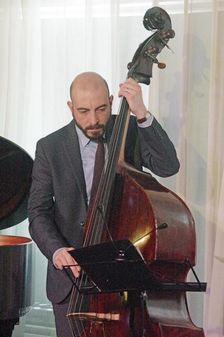 Dario Di Lecce, Nat Steele Quartet with Grant Stewart, Watermill Jazz Club, Surrey, 4 Feb 2020. Creator: Brian O'Connor