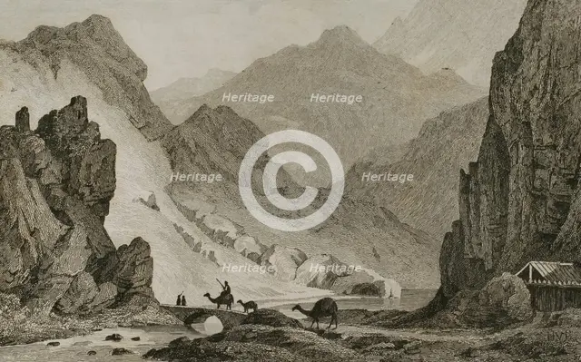 Darial Gorge, Ancient Armenia, 1838. Creator: Vanderburch.