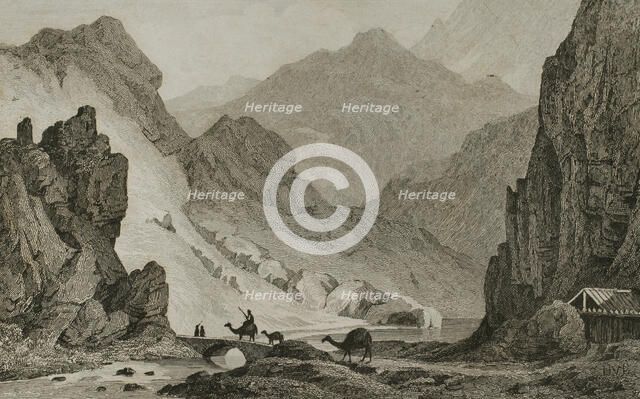 Darial Gorge, Ancient Armenia, 1838. Creator: Vanderburch.